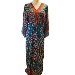 Flying Tomato Tribal Print V-Neck Maxi Dress, Multicolor, 100% Rayon, Medium